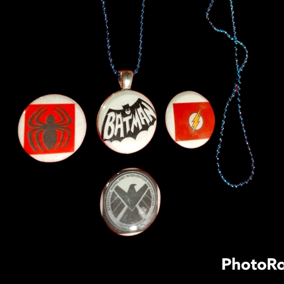 Super Hero Batman, Flash, Spider Man Themed Magnetic Necklace